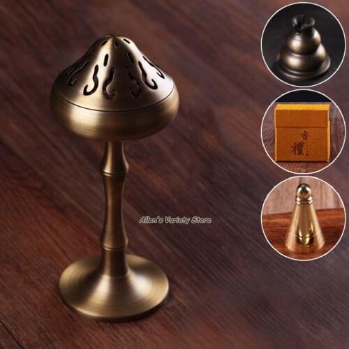Chinese antique Exquisite Bamboo Coils incense Pure Brass Copper burner Buddhism supplies antique incense burner incensory