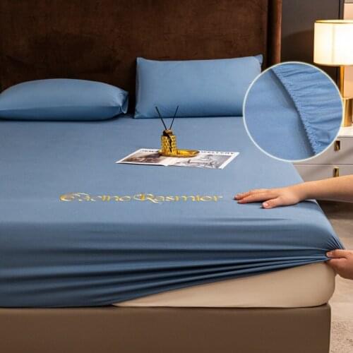3pcs Bedding Fitted Sheet 1pc Bedsheet + 2pcs Pillowcases Embroidered Bed Linens Elastic Band Fixed Antifouling Mattress Cover