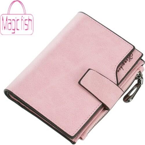 Magic Fish Wallet Women PU Leather Scrub Credit Card Zipper Short Coin Purse Short Clutch Multi-card Position кошелек женский