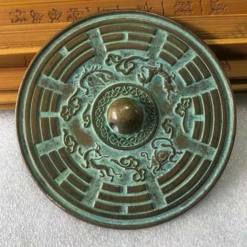 Round pure copper four sacred animals wind water bronze mirror, Town house ward off evil spirits