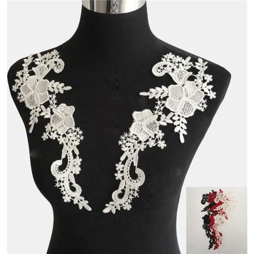 Lace embroidery 3D three-dimensional flower decoration rhinestone design DIY supplies material accessories 1 pair for sale