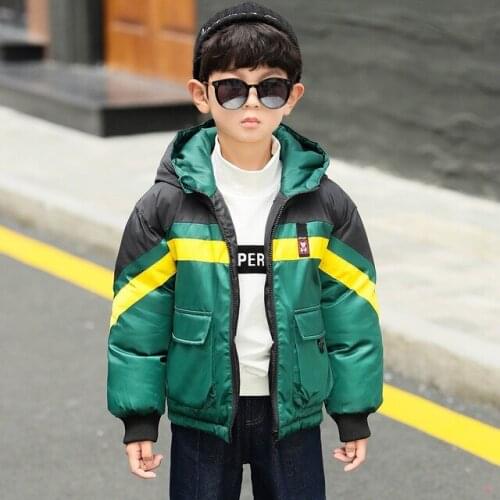 Siddons boy jacket winter down coat with Dark green contrast design Appealing winter boy clothes Super warm short jackets