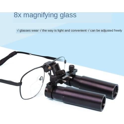 8X Medical Surgical Magnifier Double Long Tube Spectacle Magnifier with High Concentration LED Headlight