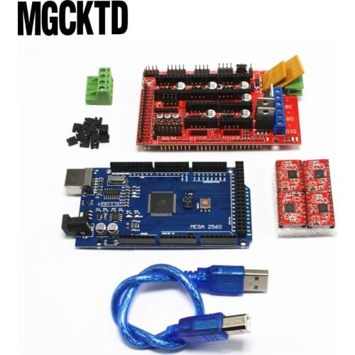 !Mega 2560 R3 + 1pcs RAMPS 1.4 Controller + 4pcs A4988 Stepper Driver Module for 3D Printer kit