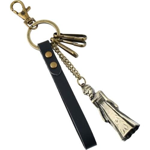 Fashion Vintage Women Bag Accessories Keychain Alloy Princess Charm Cuff Leather Holder Retro Keyring Car Key Chain Jewelry Gift