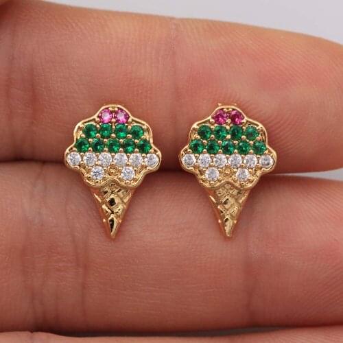 Trendy Bowknot Gold Plated Copper Stud Earrings White Zirconia For Women Fashion Jewelry Accessories Wedding Anniversary Gifti