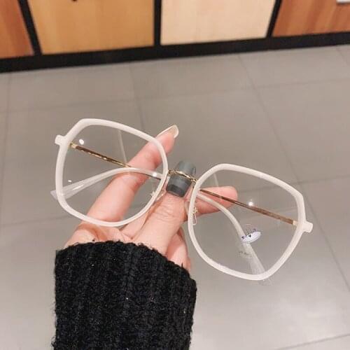 SO&EI Fashion Polygon Clear Anti-Blu-Ray Lens Eyewear Women Square Glasses Frame TR90 Men Vintage Optical Frame Computer Goggles