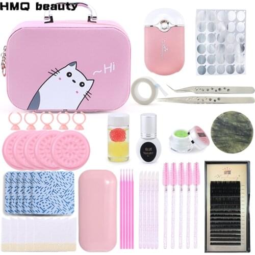 Premium Eyelash Extension Kit False Eyelash Training Tool Practice Grafting Model Head Eye Pad Tweezer Glue Ring Brush Tools Set