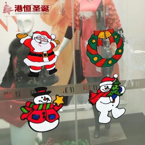 New Cute Santa Claus Wall Stickers Snowman Jingle Bell Window Sticker Christmas Wall Decoration for Home 5pcs Free Shipping
