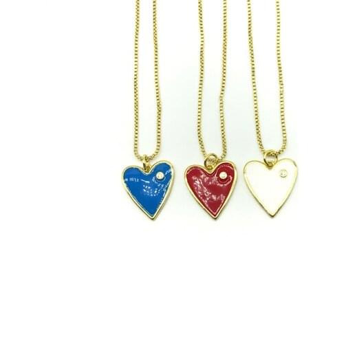 5pcs/lot Gold Color Drop Oil Heart Shape Pendant Necklace New Party Fashion Jewelry for Woman