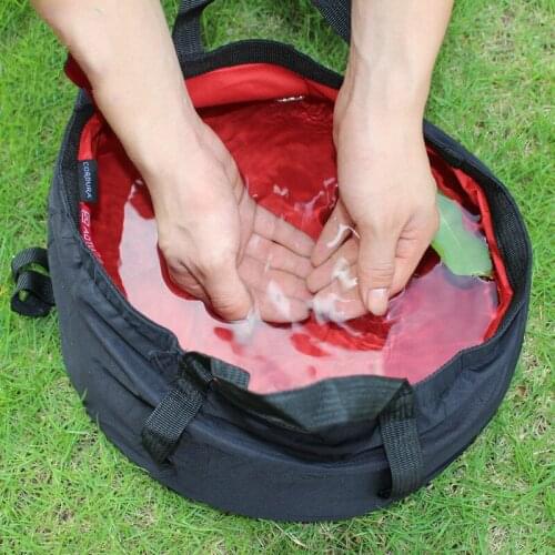 Outdoor portable fishing folding water bucket camping washbasin travel basin basket picnic Water Container Storage Carrier Bag