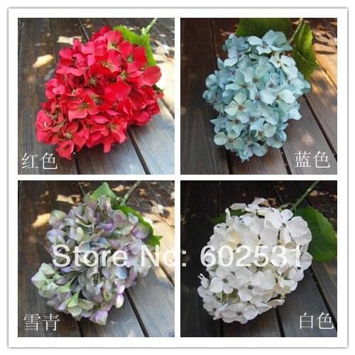 SPR 50PCS/lot Single oil painting usnea hydrangea Wedding Bouquet Artificial Flowers5 Colors Available