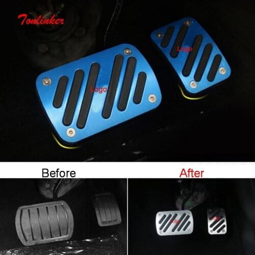 Tonlinker Interior Mouldings Gas/Brake pad Cover sticker for Citroen C5 Aircross 2018-19 Car Styling 2PCS Aluminum Cover sticker