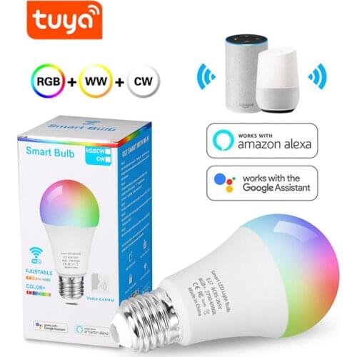E27 12W Tuya WiFi Smart Bulb RGB Warm White Dimmable Smart LED Bulb Voice Control Work With Siri Alexa Google Home Assistant