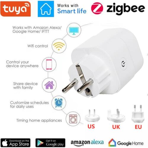 Tuya Smart Zigbee Plug Socket 16A EU UK 10A US Outlet 3680W Power Meter Timer Compatiable With Alexa Home Assistant And Tuya Hub