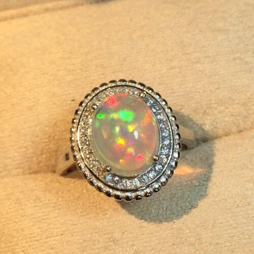 Natural Fire Opal Ring Solid 925 Sterling Silver For Women Colour Gem Stone Rings Fine Jewelry