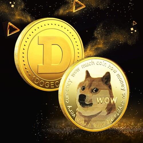 1pcs Funny Dogecoin Gold Doge Commemorative Coins Collection Dog Pattern Souvenir Home Decoration Crafts Desktop Ornaments
