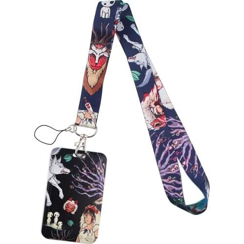 1pcs ZF2679 Anime Girl Tribal Princess Lanyard Card Holder Student Hanging Neck Phone Lanyard Badge Subway Access Card Holder