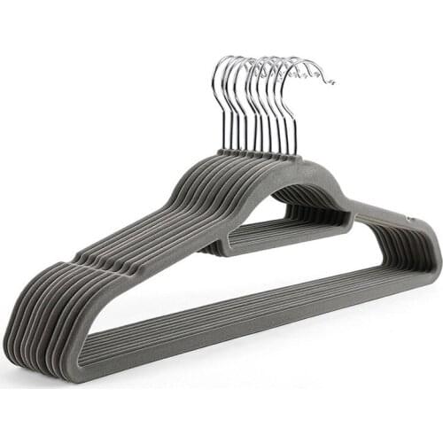 10pcs/set Flocking Hanger Non-slip Plastic Flocking Velvet Coat Flocked Custom Hanger Seamless Drying Rack Newest Multi-color