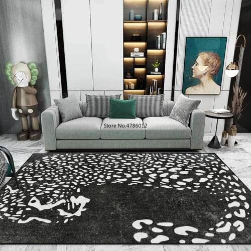 200*300cm Fashionable Modern Simple Large Edition Leopard Black and White Living Room Bedroom Bedside Carpet Floor Mat