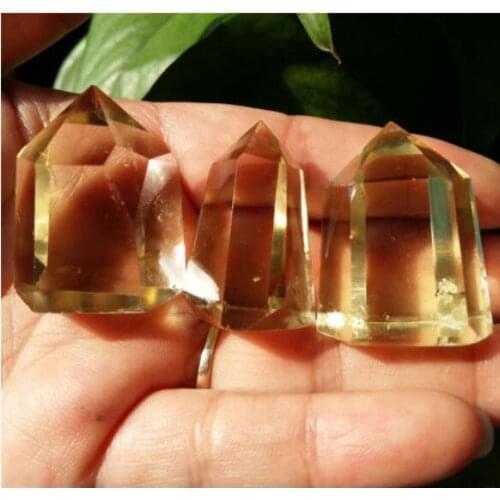 3pc NATURAL Citrine QUARTZ CRYSTAL WAND POINT HEALING