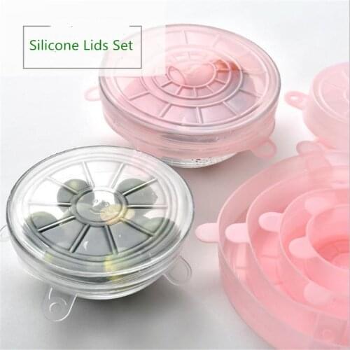 6pcs/Lot Universal Silicone Suction Lid-bowl Pan Cooking Pot Lid-silicon Stretch Lids Silicone Cover Pan Spill Lid Stopper Cover