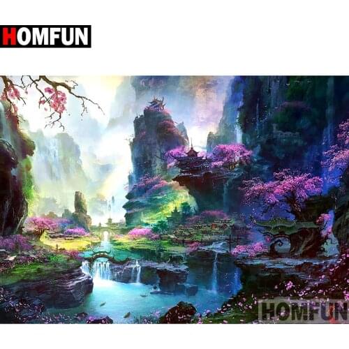 HOMFUN Full Square/Round Drill 5D DIY Diamond Painting "Landscape scenery" Embroidery Cross Stitch 3D Home Decor A10636