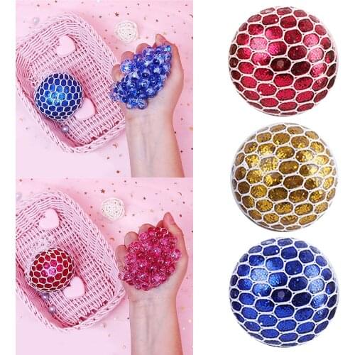 Besegad Funny Anti-Stress Squishy Squeeze Mesh Grape Ball Toy for Children Adults Birthday Christmas Festival Gift