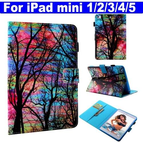 Wallet Card Slot Flip Stand Case for Apple iPad mini 1/2/3 mini 4 mini 5 2019 Protect Cover Pu Leather coque capa Kids Gift