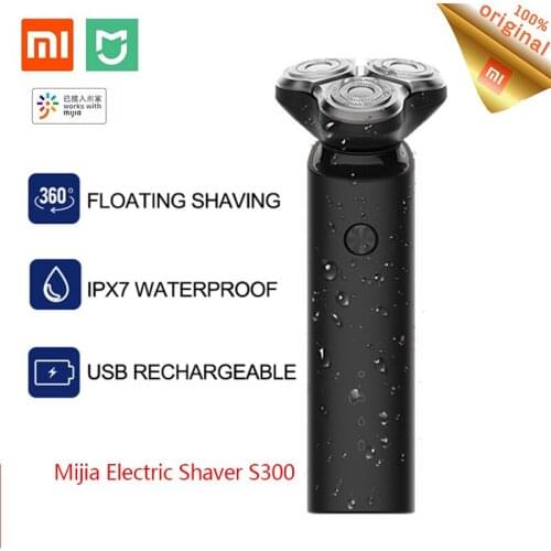 Original Xiaomi Mijia Electric Shaver S300 Mens Beard Machine Dry Wet Beard Trimmer Rechargeable Washable 3D Head Dual Blades