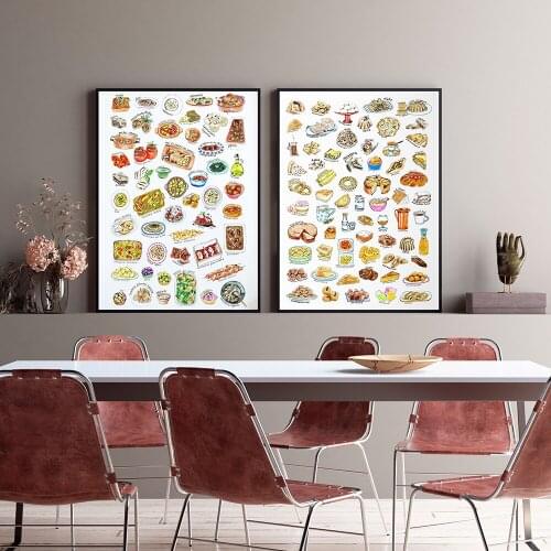 Greek Food Digital Wall Art Posters and Prints Decoration Canvas Wall Pictures Kitchen Knowledge Art Painting Gifts Home Decor