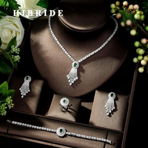 HIBRIDE Beauty Micro-pave AAA CZ Jewelry Sets Cubic Zirconia Necklace Earring Set Wedding Party Jewelry Accessories N-278