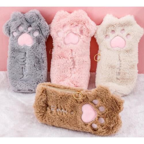 Kawaii Cartoon Cat Paw Pencil Bag School Office Supplies Stationery Receive Tools Makeup Pouch Soft Toy Paw Pencil Case