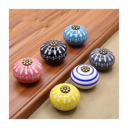 Ceramic Knob / Dresser Knobs White Blue Cabinet Pulls Knobs / Unique Kitchen Door Handle Knob Furniture Hardware