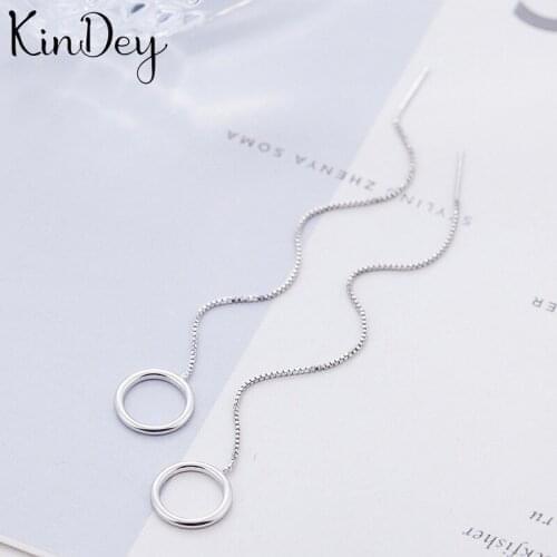 Kindey Vintage Silver Color Long Circle Earrings For Women Wedding Party Charm Jewelry Christmas Gifts