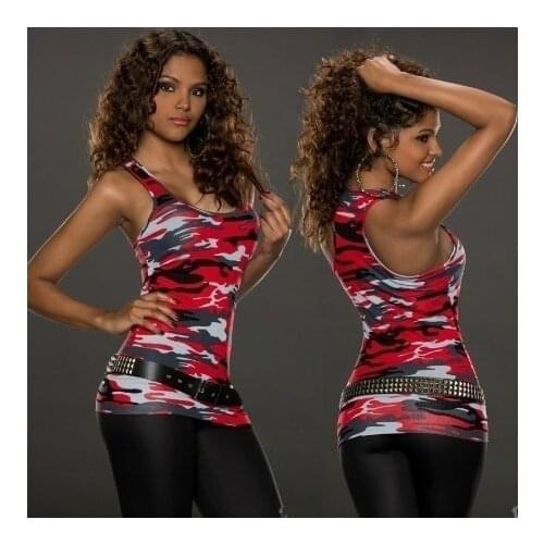 Clubbing Festivals Classics Comfort Elegance Sexy Ladies Army Tank Sexy Women Camouflage Party Vest Top