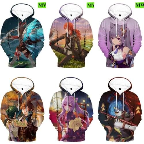 Anime Genshin Impact Cosplay Costume Paimon Mona Diluc Ragnvindr Keqing QiQi Klee Sweatshirts Men Women Unisex 3D Print Hoodie