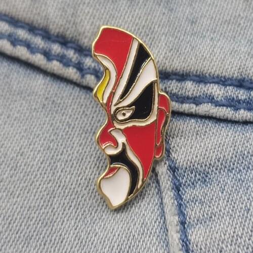 Hot Fashion Vintage Handsome Mask Enamel Brooch Drama Mask Brooches Lapel Pin Suits Bag Accessories