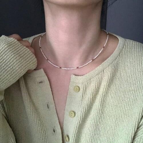 Minimalist natural pearl necklace small pearl crystal beads mix and match exquisite choker for women fashion charm accessories