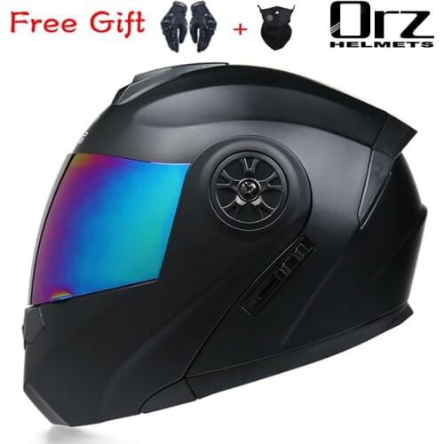 Modular Flip Up Motorcycle Helmet Full Face Racing Cascos Para Moto Double Lens Capacete DOT Free Shipping Free Glove Gift
