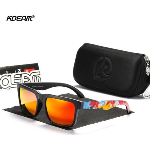 KDEAM Camouflage Polarized Sunglasses Men and Women Fresh Doodling UV Glasses Saddle-style Bridge With Hard Case