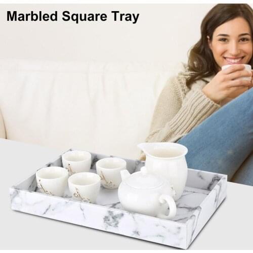 Nordic Imitation Marble Tray Rectangular Fruit Plate Tea Tray Jewelry Storage Tray Bathroom Storage Tray Kithen Tray Dispenser