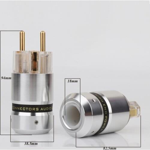 One pair Hifi Audio Aluminum Gold Plated Schuko Power Connector+IEC Female Plug Hi-end EU power cable plug adapter