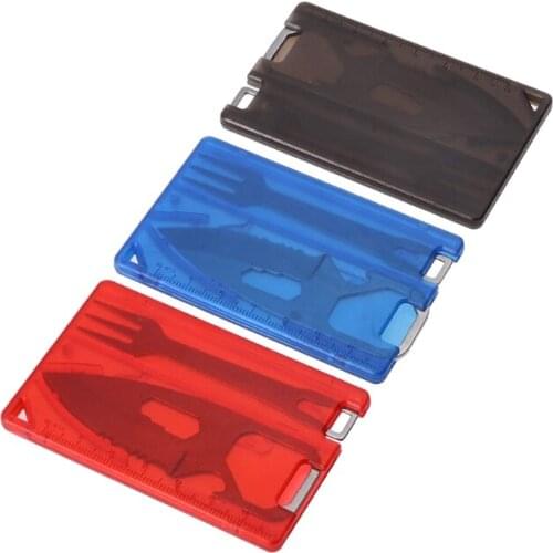 Camping Barbecue Knife Fork EDC Safety First Aid Outdoor Multifunction Tool Card