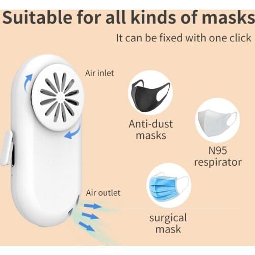 Mini Portable Fan For Face Mask Clip-On Air Filter USB Rechargeable Exhaust Fans Personal Wearable Air Purifiers