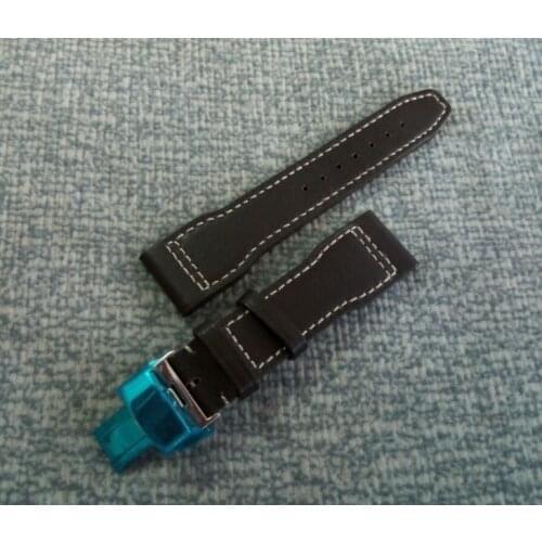 22mm 100% Genuine leather Dark coffee colour watch strap with 316L Stainless steel butterfly buckle 2017 new fashion 013a