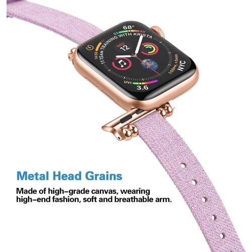 Nylon Canvas Watchband for Apple Watch Series 6 5 4 38/40mm Women Jewelry Strap Bracelet Band for iwatch 42/4mm Purple pattern