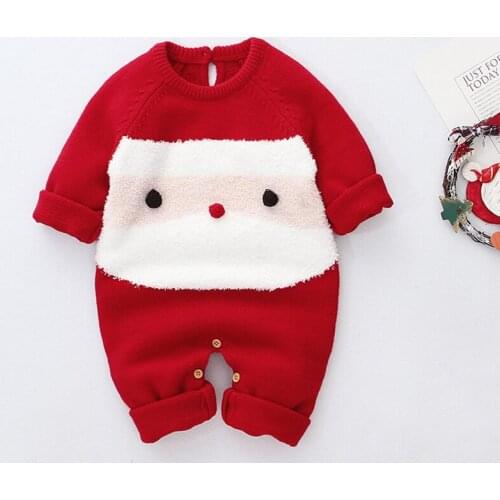 Christmas Autumn Winter Baby Boy Girl Jumpsuit Knit Sweater Newborn Clothes Wool Knit Romper New Year One Piece Warm Outfit