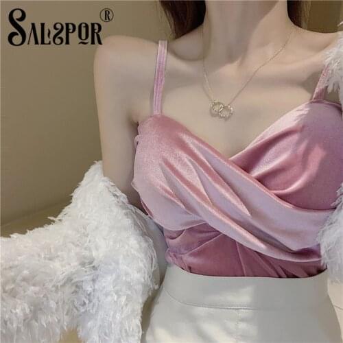 SALSPOR New Velvet Sling Camisole Women Cross Vest Wireless Padded Bra Adjustable Shoulder Strap Sexy All-Match Tank Top