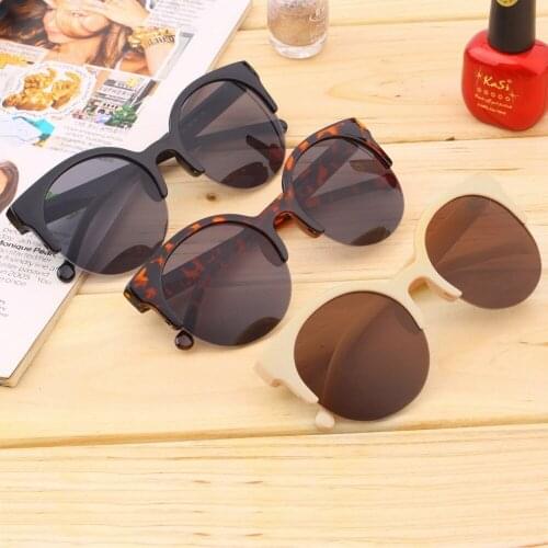 Fashionable Unisex Classic Round Shape Circle Frame Semi-Rimless Sunglasses Eyewear Outdoor Men Women Sunglasses Unique